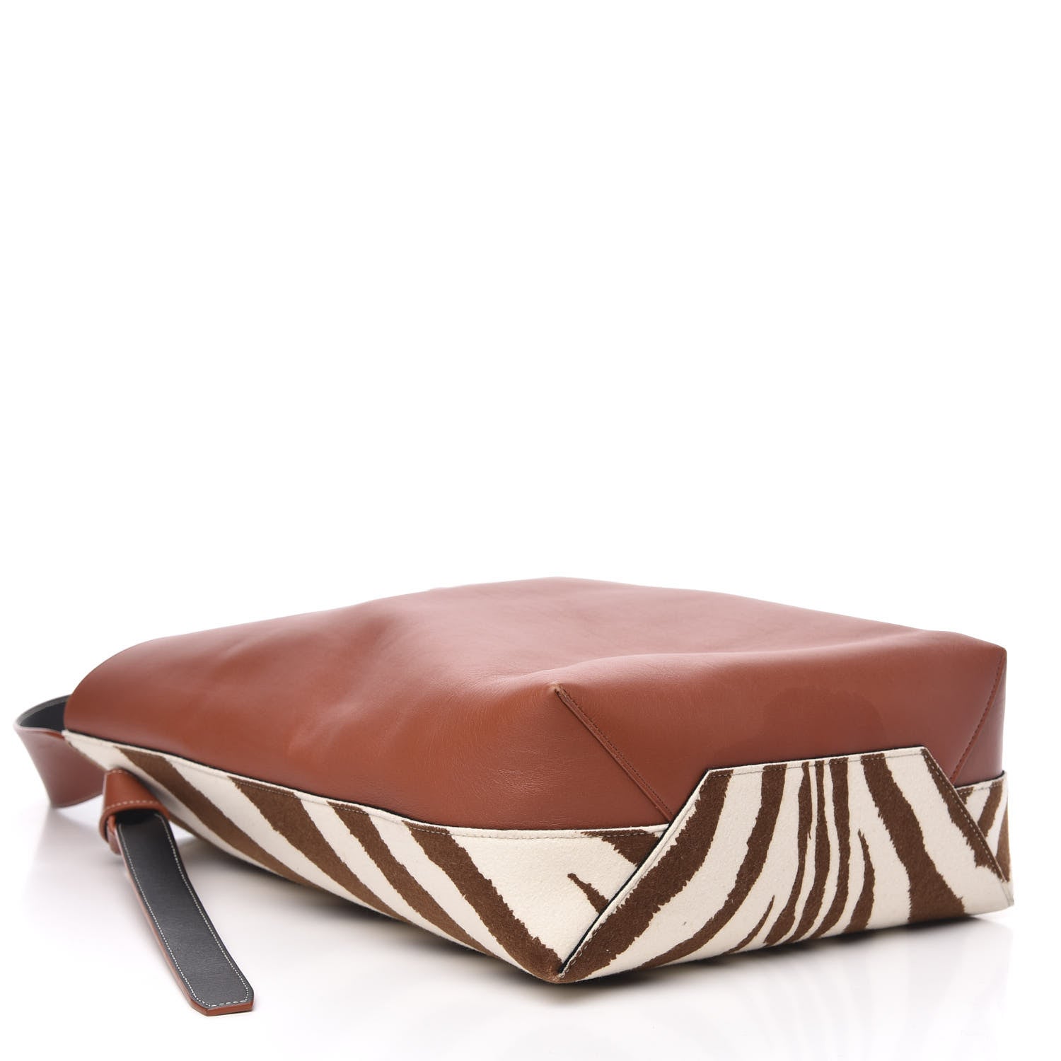 Celine Shiny Smooth Calfskin Zebra Printed Calf Hair Small Twisted Cabas Chalk Brick 4 of 10