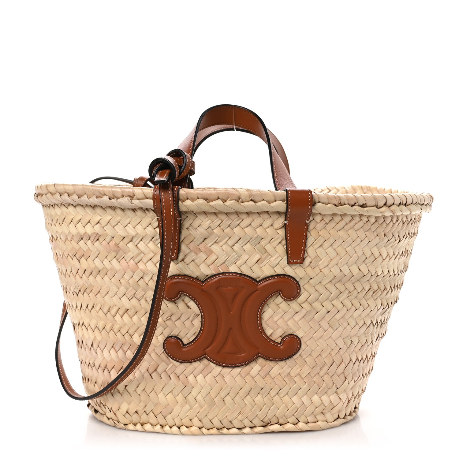 Celine Palm Leaf Calfskin Triomphe Teen Panier Tan 1 of 9