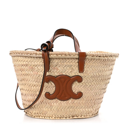 Celine Palm Leaf Calfskin Triomphe Teen Panier Tan 1 of 9