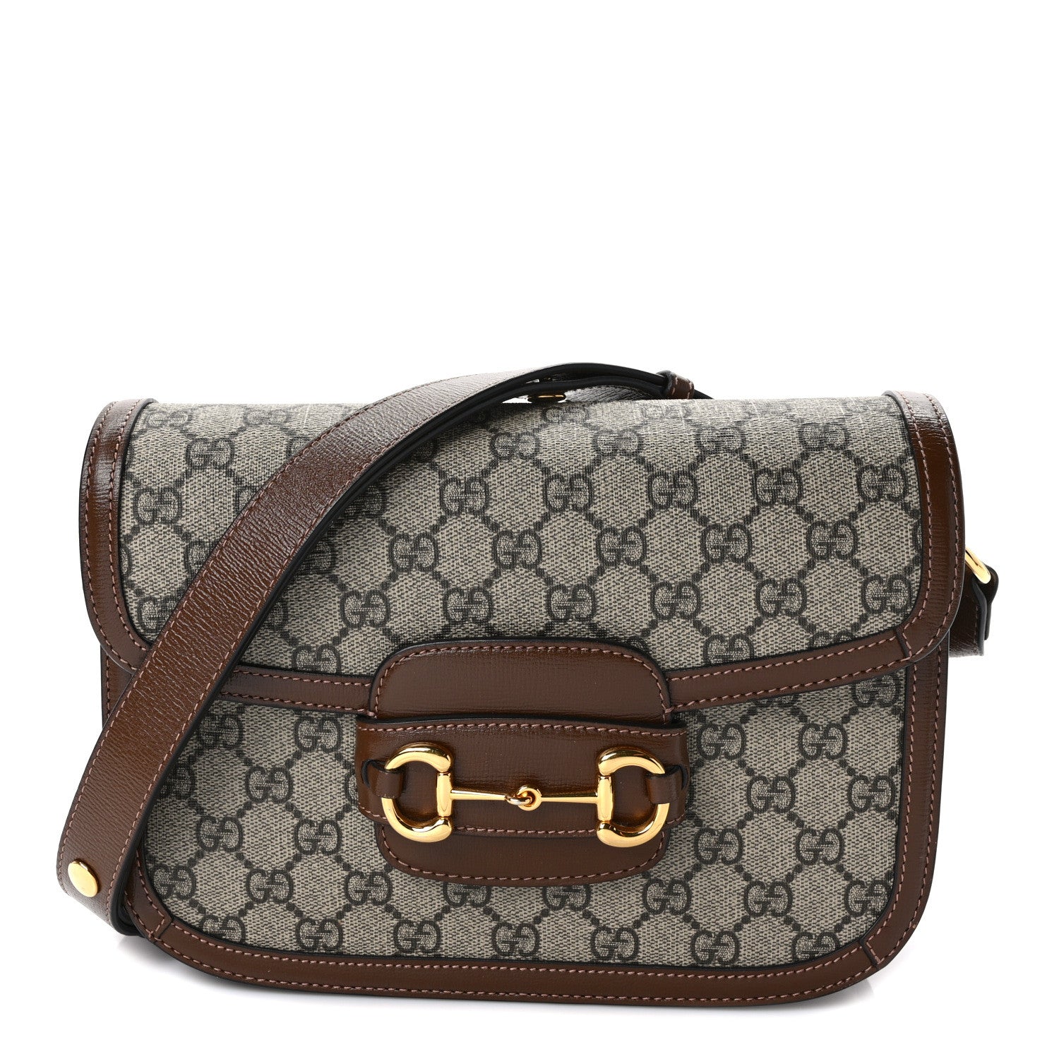 Gucci GG Supreme Monogram Horsebit 1955 Shoulder Bag Beige Brown Sugar 1 of 9