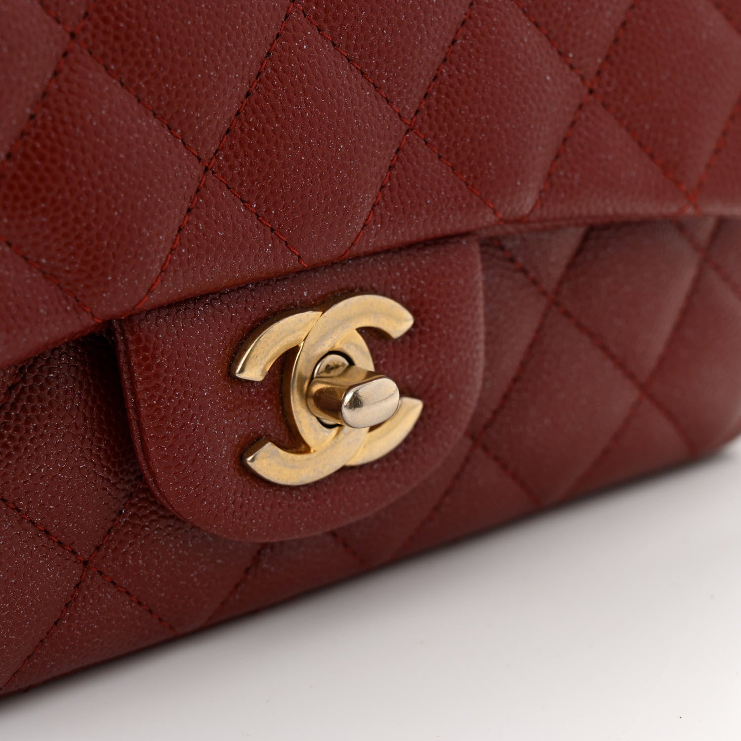 Chanel Pearly Caviar Quilted Mini Rectangular Flap Burgundy 12 of 12