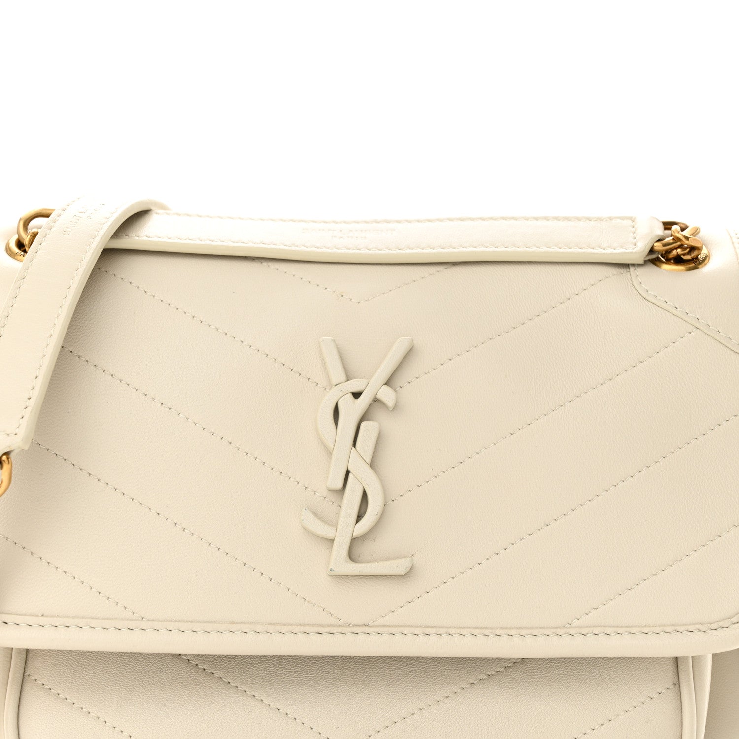 Saint Laurent Lambskin Matelasse Monogram Baby Niki Chain Satchel Ivory 8 of 12