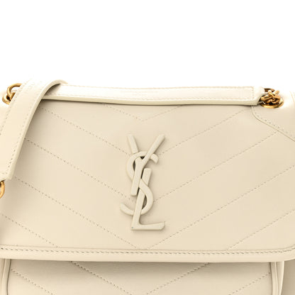 Saint Laurent Lambskin Matelasse Monogram Baby Niki Chain Satchel Ivory 8 of 12
