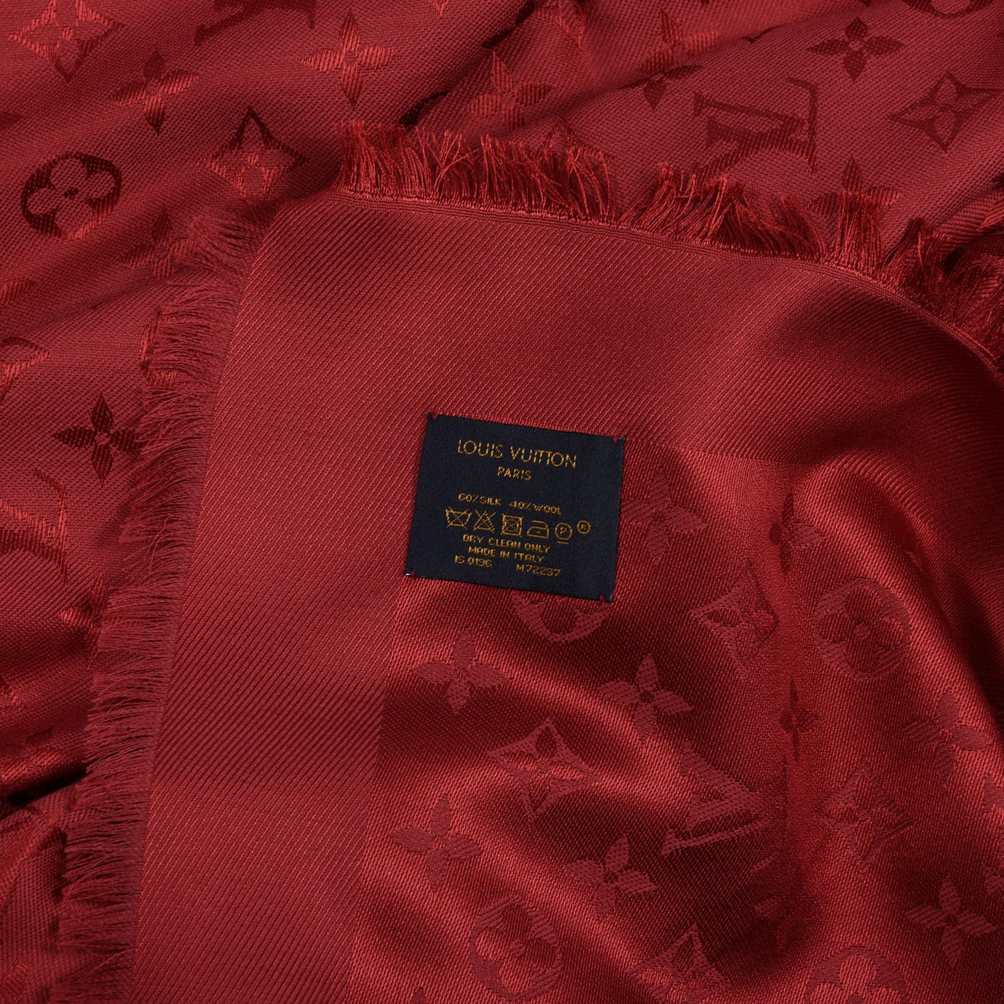 Silk Wool Monogram Shawl Pomme D'Amour