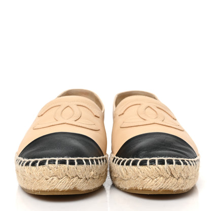 Chanel Lambskin CC Espadrilles 36 Beige Black 2 of 9