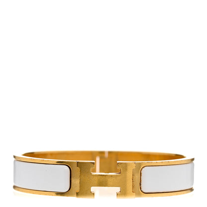 Hermes Enamel Narrow Clic Clac H Bracelet GM White 1 of 4
