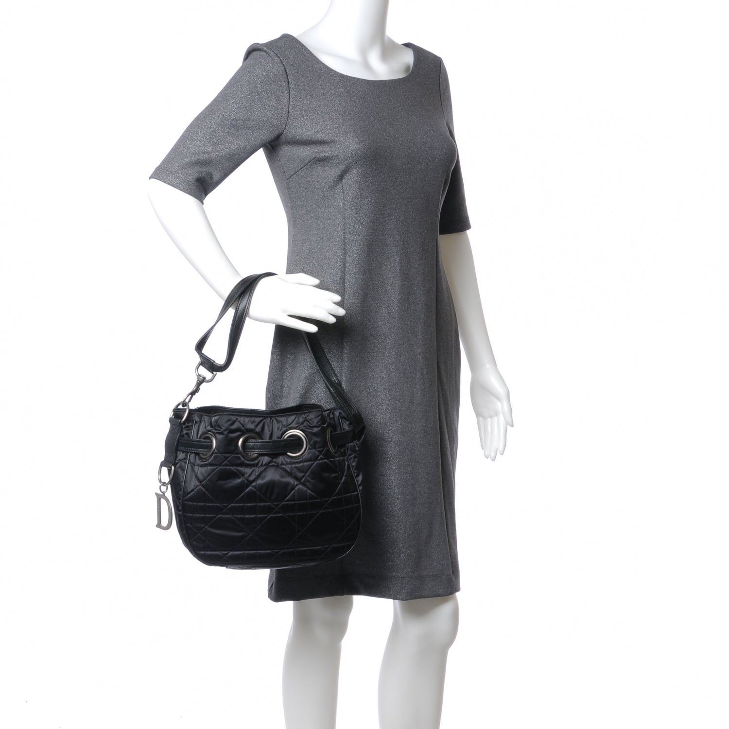 Christian Dior Nylon Cannage Drawstring Black 2 of 7