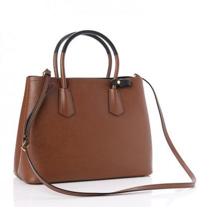Prada Saffiano Cuir Bi-Color Medium Double Bag Palissandro Black 3 of 8