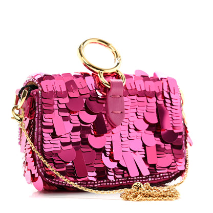 Fendi Sequin Paillettes Shiny Nappa Sex and the City Nano Maxi Buckle Baguette Charm Ciclamino Pilar 3 of 11