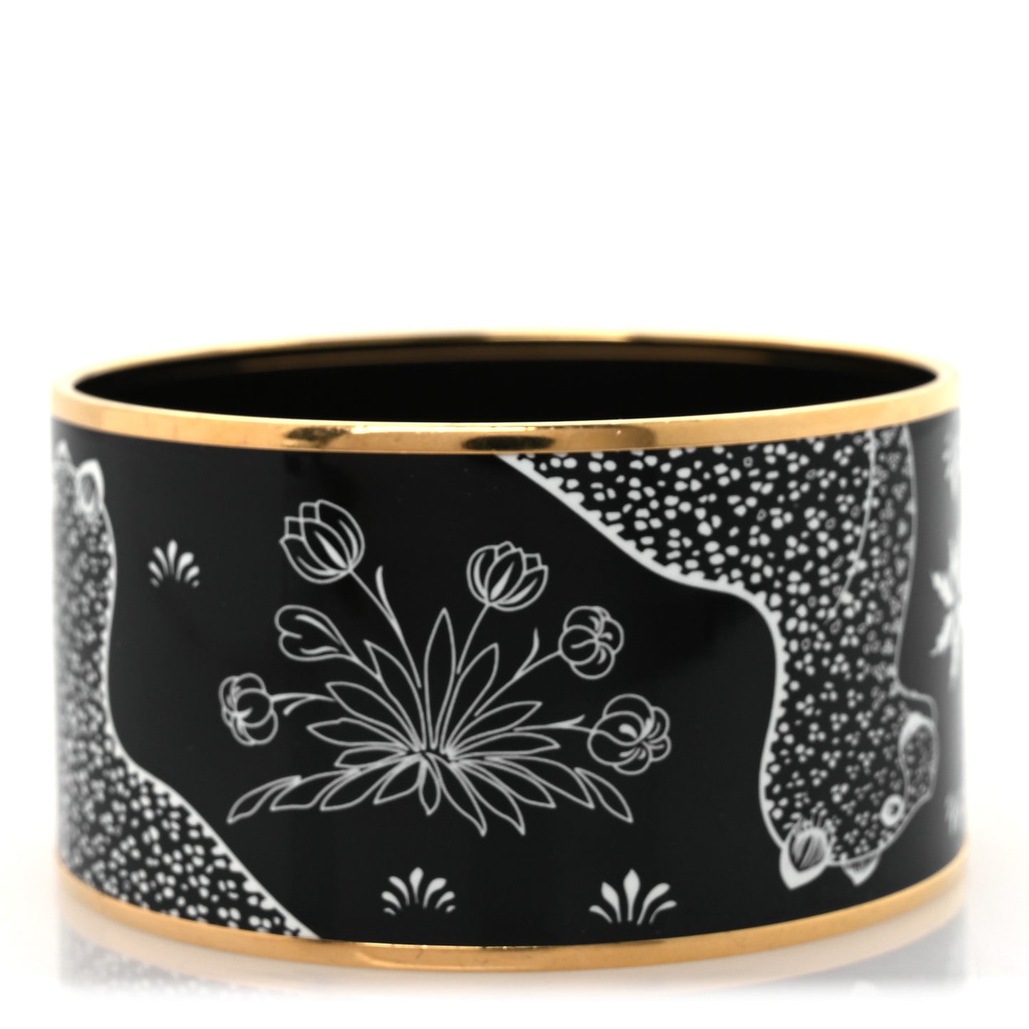 Enamel Printed Extra Wide Les Leopards Bracelet 65 Positif Negatif