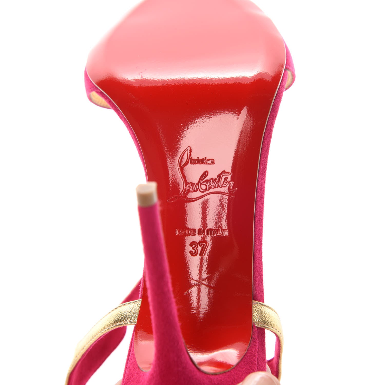 Christian Louboutin Suede Nappa Morphetina 100 T-Strap Sandals 37 Rosa Gold 7 of 10