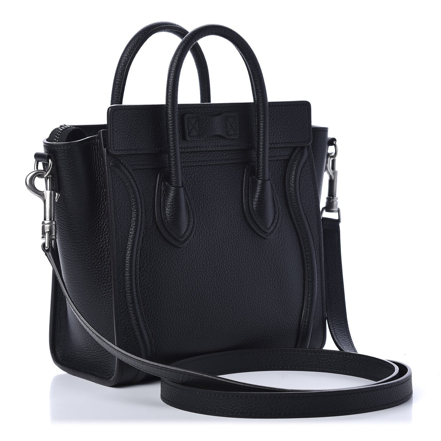 Drummed Calfskin Nano Luggage Black