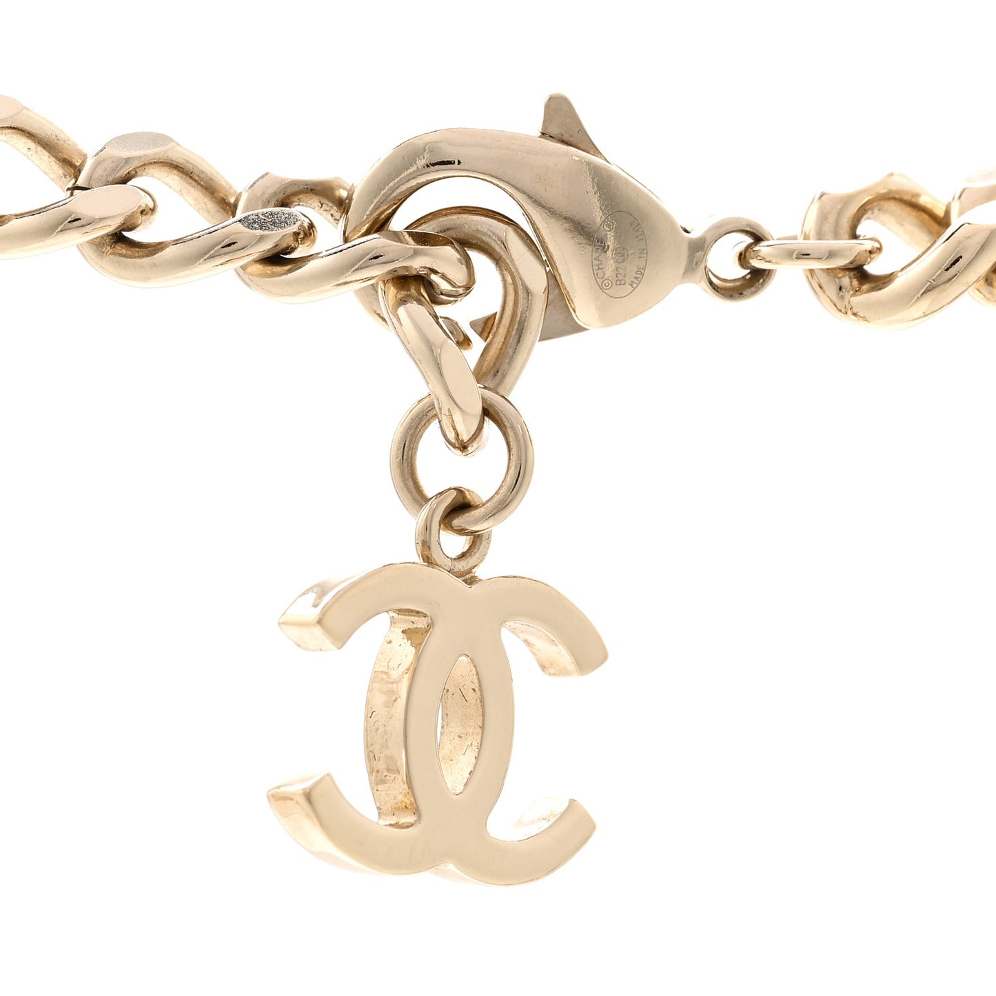Metal Enamel Chain CC Choker Gold White