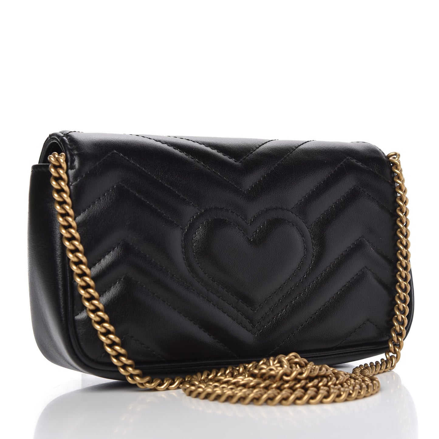 Calfskin Matelasse Super Mini GG Marmont Shoulder Bag Black