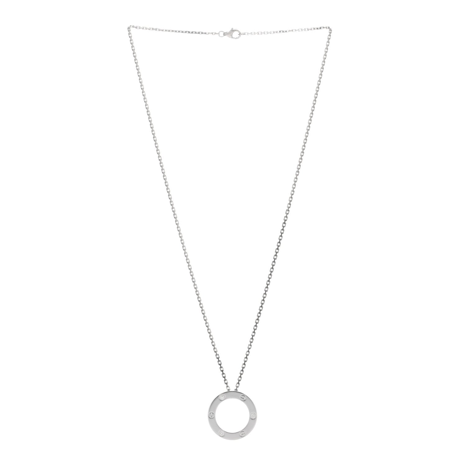 Cartier 18K White Gold 3 Diamonds LOVE Pendant Necklace 2 of 5