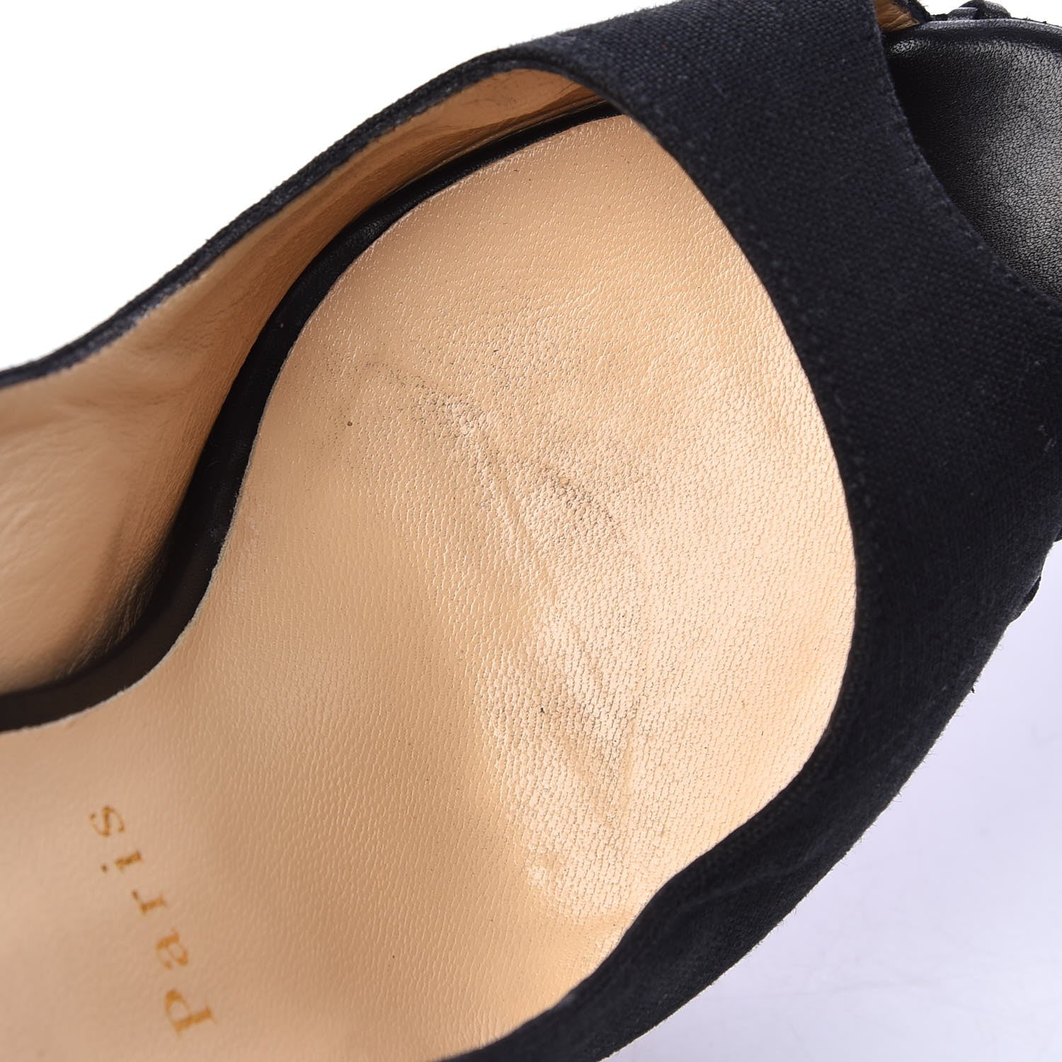 Christian Louboutin Canvas Indiana Sling 140 Pumps 36.5 Black Grezzo 12 of 15