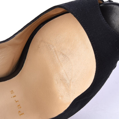 Christian Louboutin Canvas Indiana Sling 140 Pumps 36.5 Black Grezzo 12 of 15