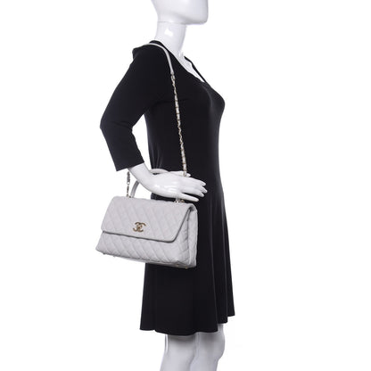 Chanel Caviar Quilted Small Coco Handle Flap Light Grey 2 of 11
