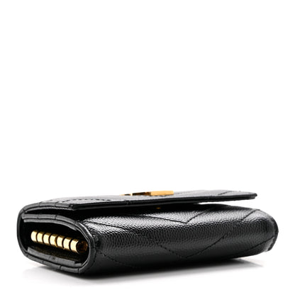Saint Laurent Grain De Poudre Matelasse Cassandre Monogram Slim Key Case Black 4 of 7