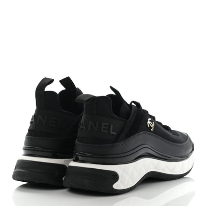 Chanel Velvet Calfskin Mixed Fibers CC Sneakers 38 Black 4 of 10