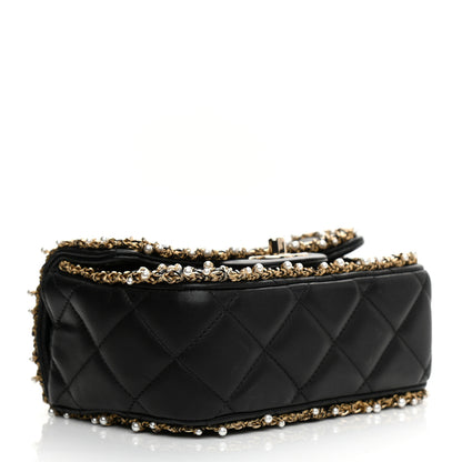 Chanel Lambskin Quilted Pearl Edge Mini Rectangular Flap Bag Black 4 of 11