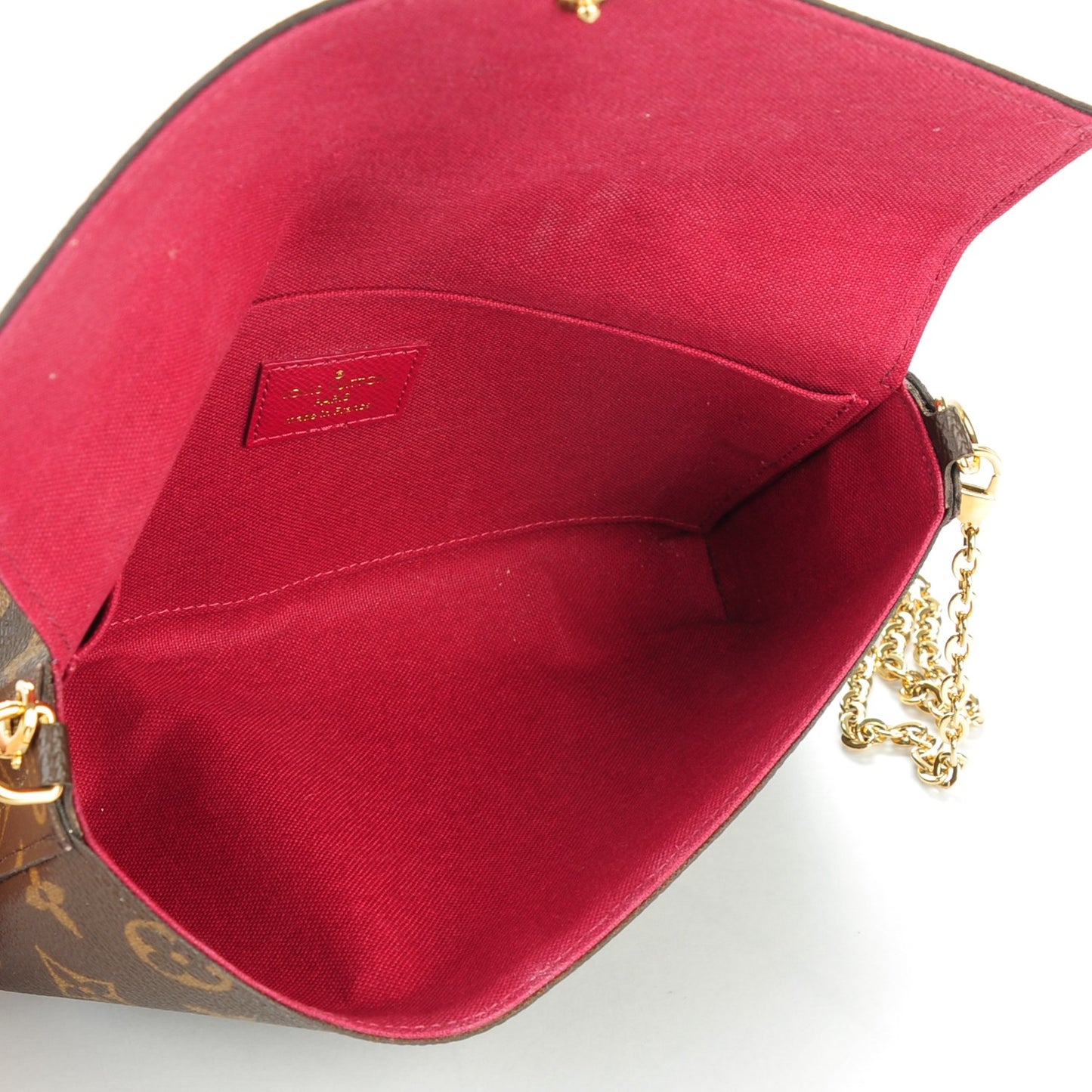 Monogram Pochette Felicie Chain Wallet Fuchsia