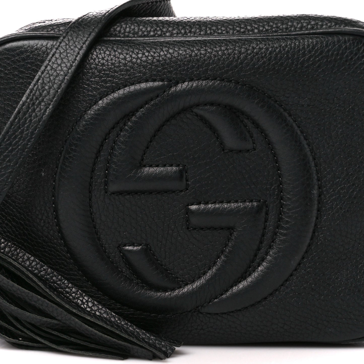 Pebbled Calfskin Small Soho Disco Bag Black