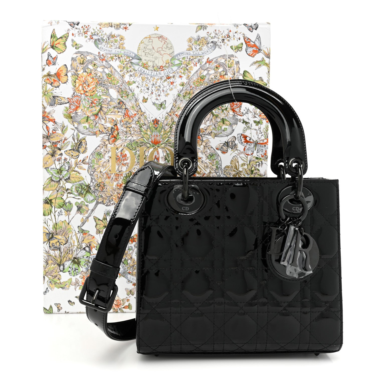 Christian Dior Ultraglossy Patent Cannage Small Lady Dior Black 10 of 10