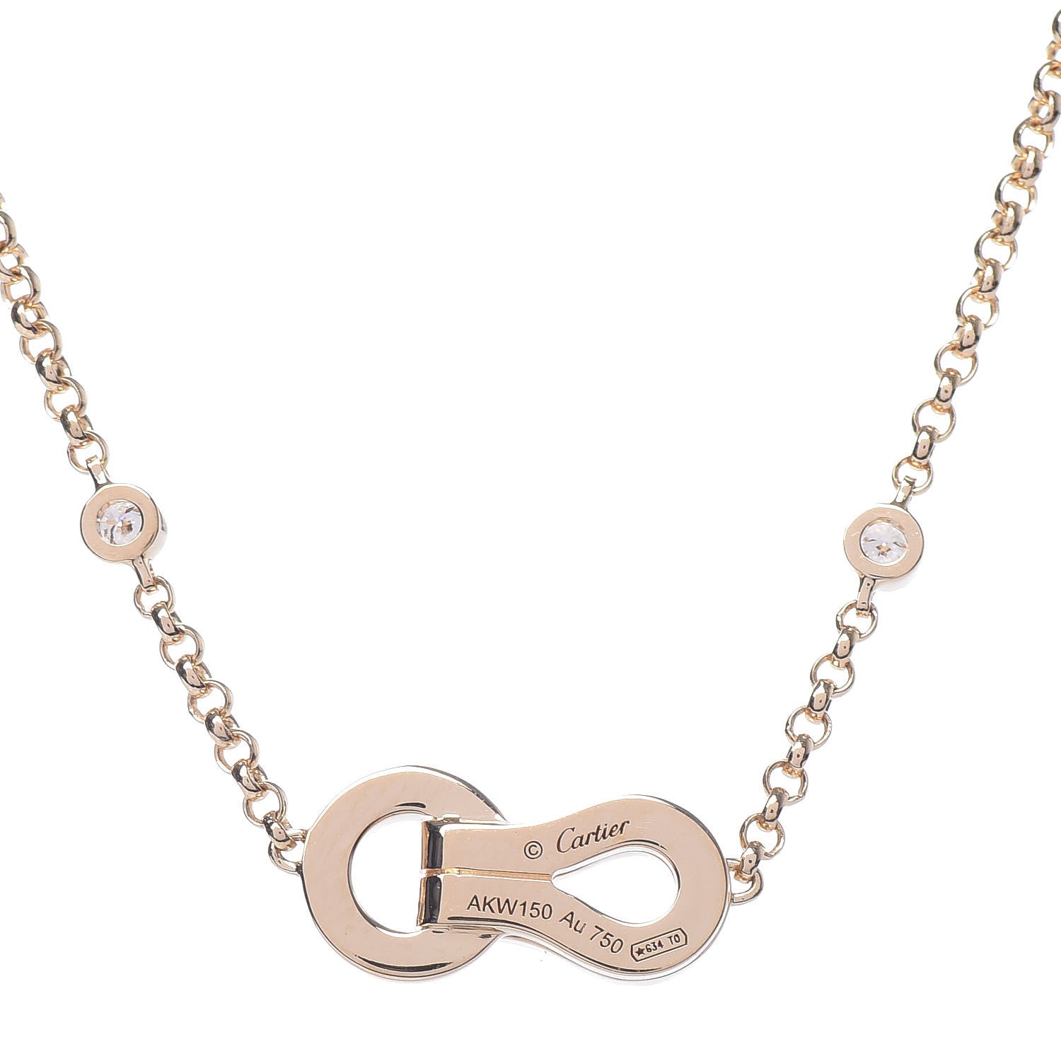 Cartier 18K Yellow Gold Diamond Agrafe Pendant Necklace 6 of 6