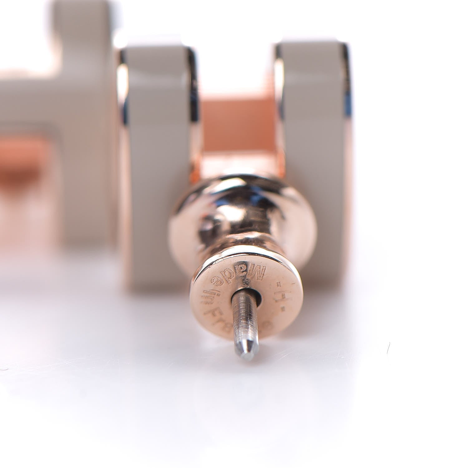 Hermes Rose Gold Lacquered Pop H Earrings Marron Glace 2 of 3