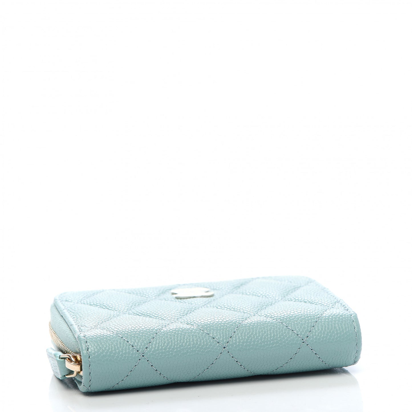 Caviar Quilted Zip Coin Purse Light Blue