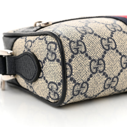 Gucci GG Supreme Monogram Textured Dollar Calfskin Web Mini Ophidia Shoulder Bag Beige Blue 9 of 12