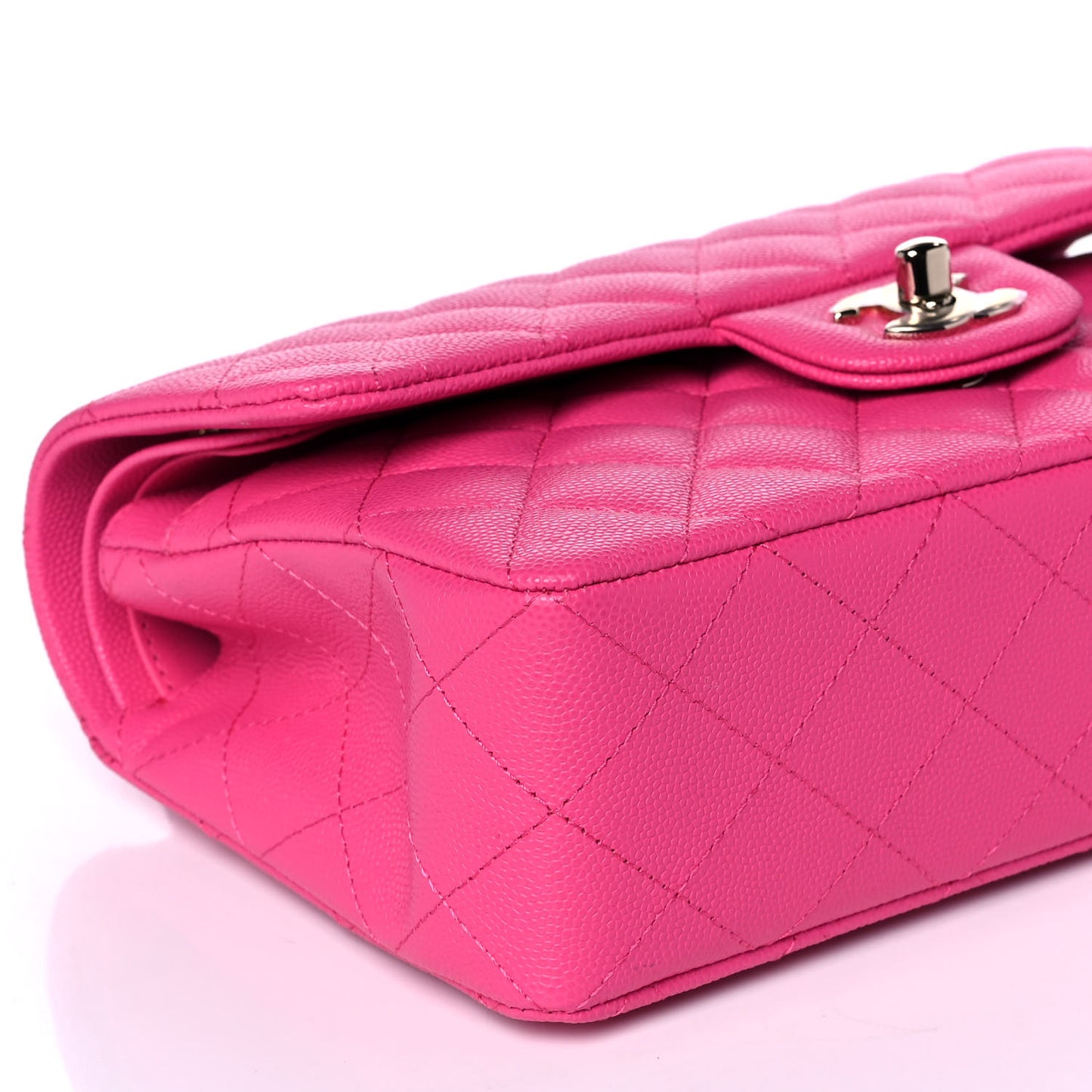 Caviar Quilted Small Double Flap Dark Pink