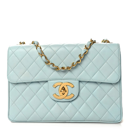 Chanel Lambskin Quilted Jumbo Single Flap Light Blue 1 of 10