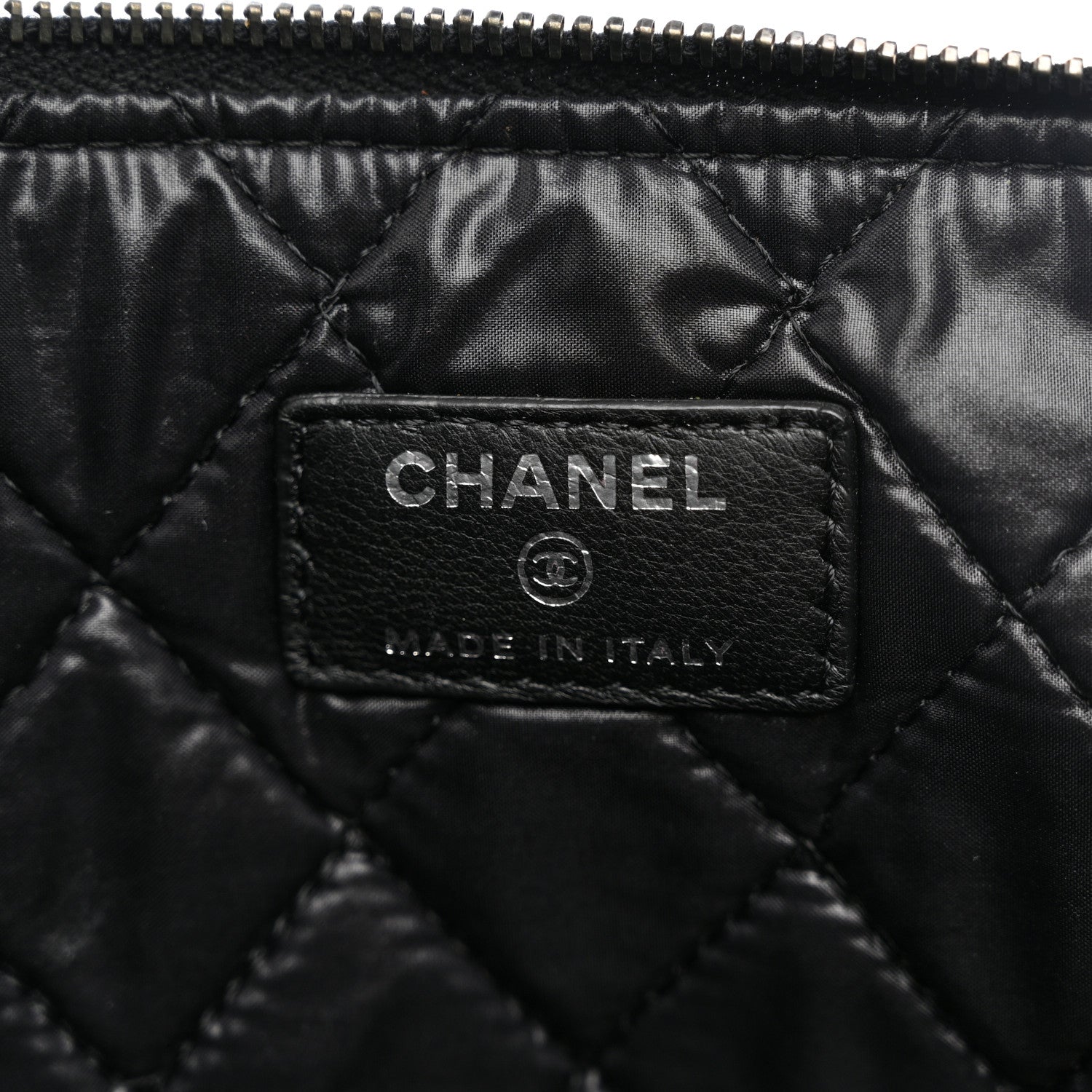Chanel Lambskin Patent Quilted Large Cosmetic Case Black 6 of 11