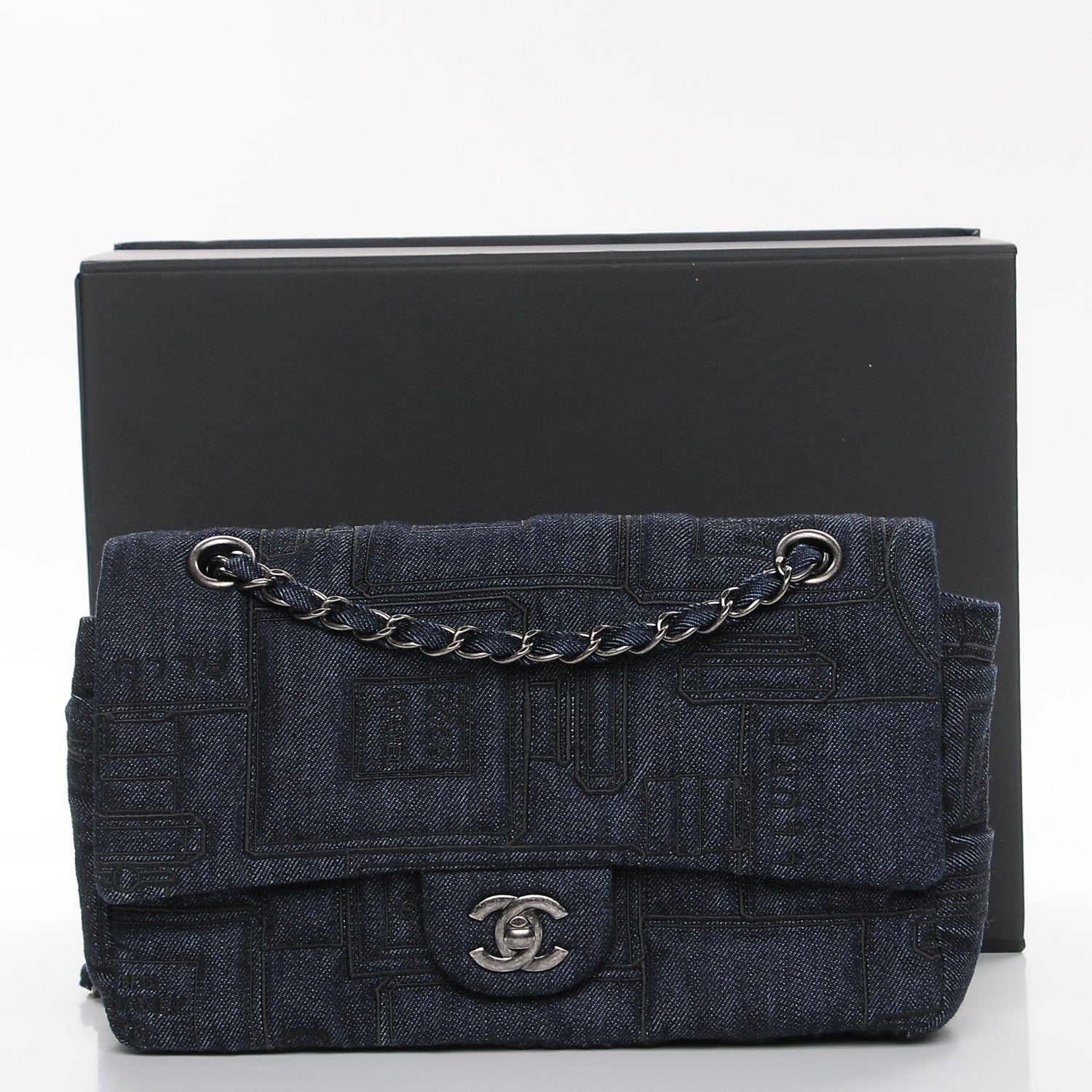 Chanel Denim Embroidered Medium Perfume Bottle Flap Blue 8 of 8