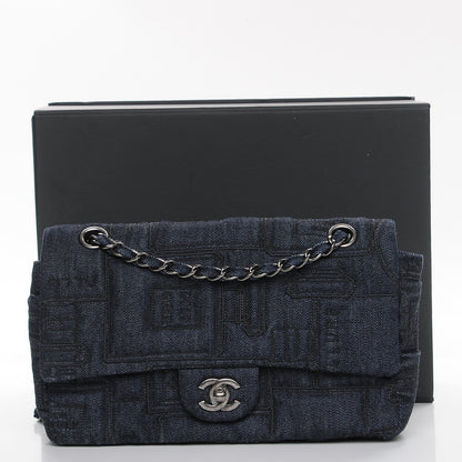 Chanel Denim Embroidered Medium Perfume Bottle Flap Blue 8 of 8