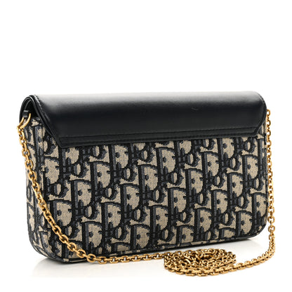 Christian Dior Oblique Smooth Calfskin Medium Saddle Pouch With Chain Blue 3 of 10