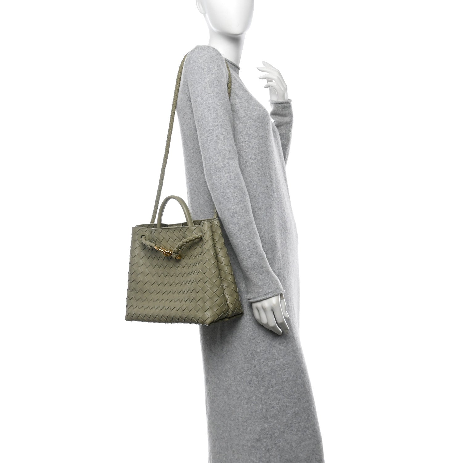 Bottega Veneta Nappa Intrecciato Medium Andiamo Shoulder Bag Travertine 2 of 10