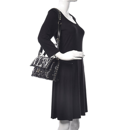 Valentino Garavani Lambskin VLTN Print Candystud Top Handle Bag Black 2 of 13