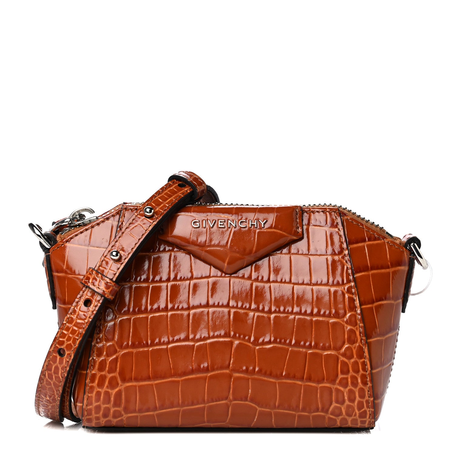 Givenchy Calfskin Crocodile Embossed Nano Antigona Tan 1 of 9