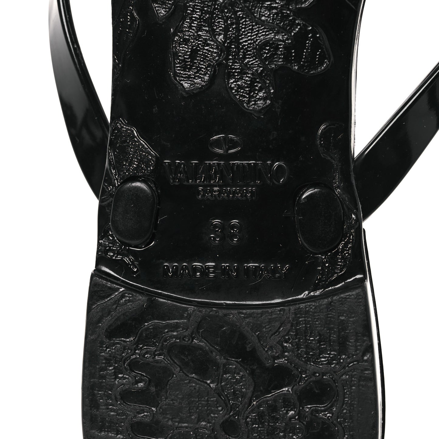 PVC Jelly Rockstud Bow Thong Sandals 38 Black