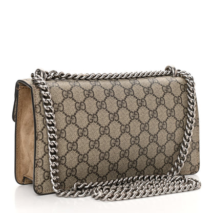 Gucci GG Supreme Monogram Suede Crystal Small Dionysus Shoulder Bag Beige Ebony Taupe 3 of 10