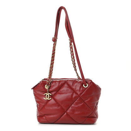 Chanel Lambskin Quilted Large Bowling Bag Red 1 of 11