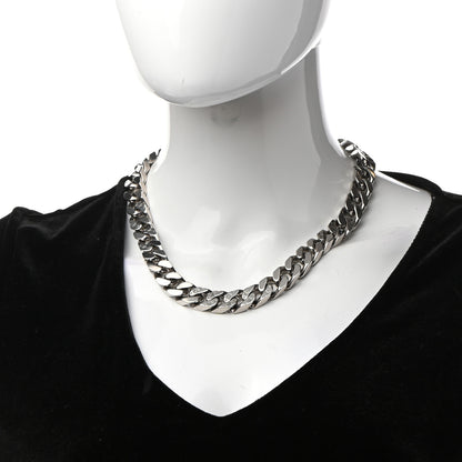 Louis Vuitton Metal Monogram Etched LV Chain Links Necklace Silver 2 of 7