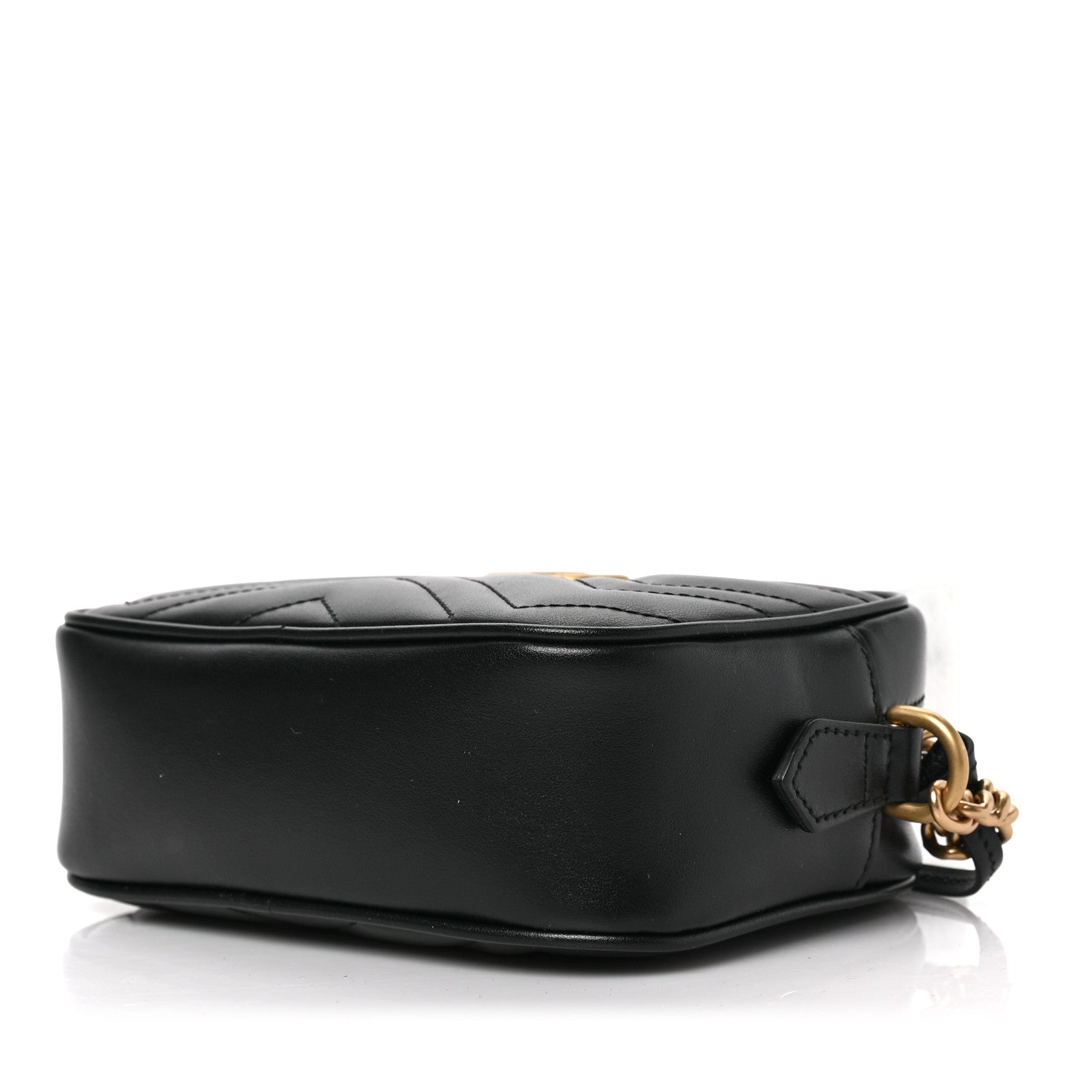 Gucci Calfskin Matelasse Mini GG Marmont Chain Shoulder Bag Black 9 of 9