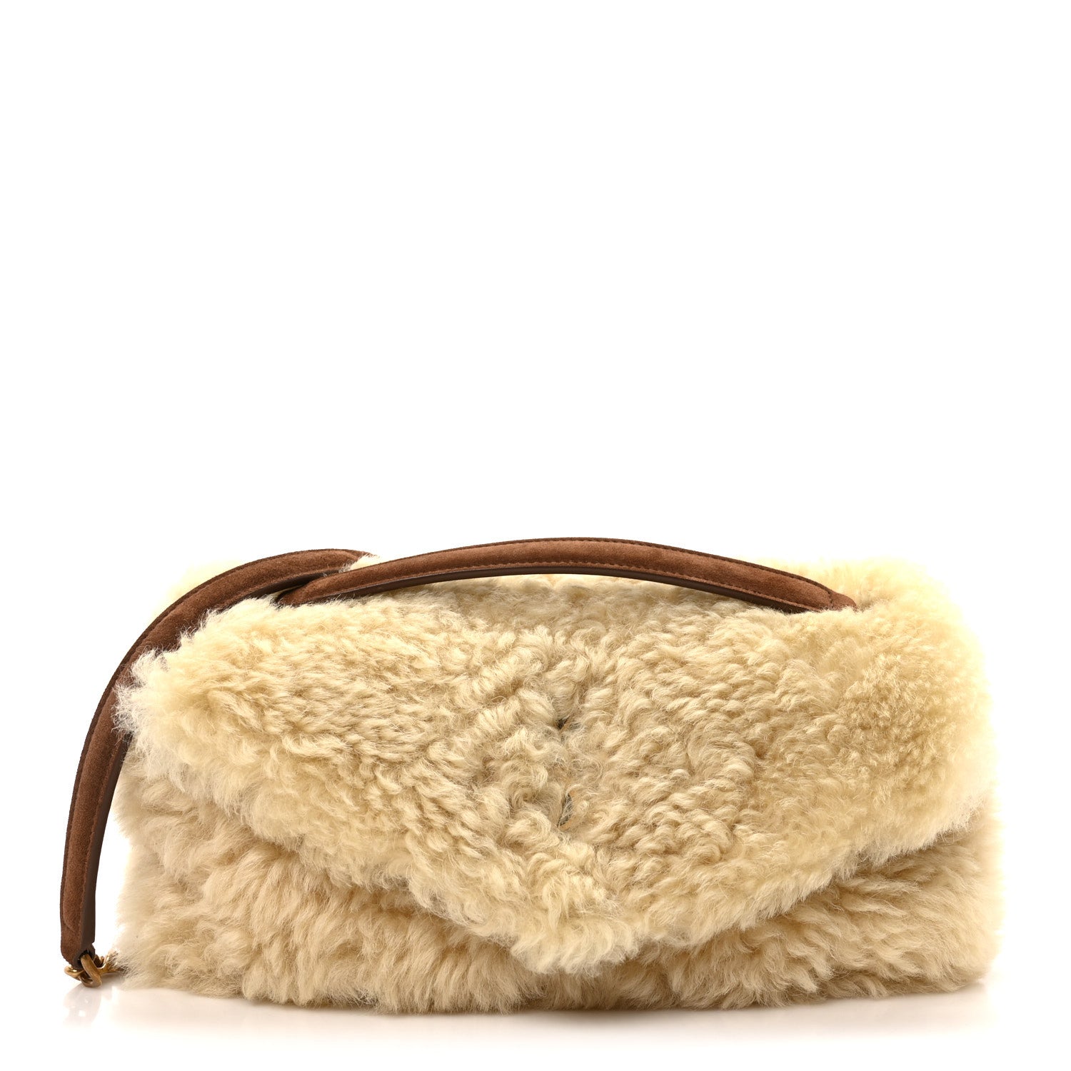Saint Laurent Shearling Calypso Crossbody Crema Naturel Dark Cigar 1 of 10