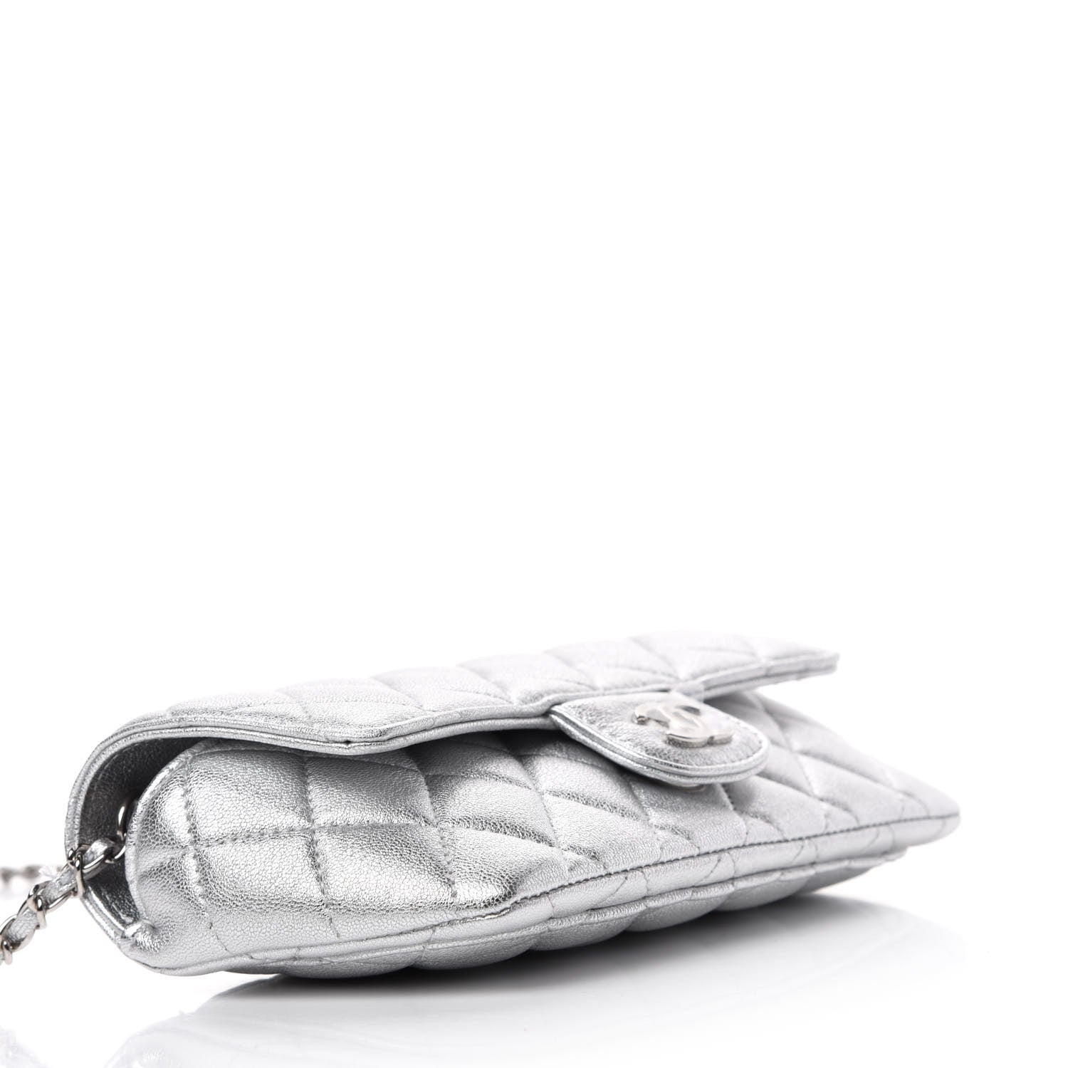 Chanel Metallic Lambskin Quilted Glasses Case With Chain Silver 4 of 12