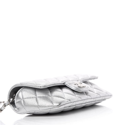 Chanel Metallic Lambskin Quilted Glasses Case With Chain Silver 4 of 12