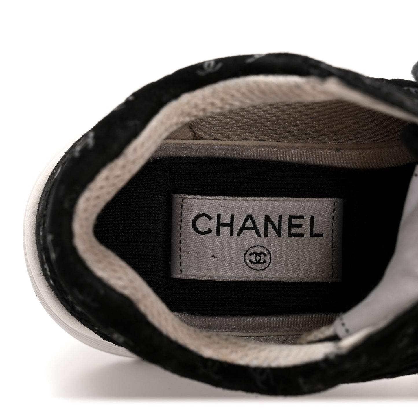 Suede Calfskin Printed CC Sneakers 35 Black